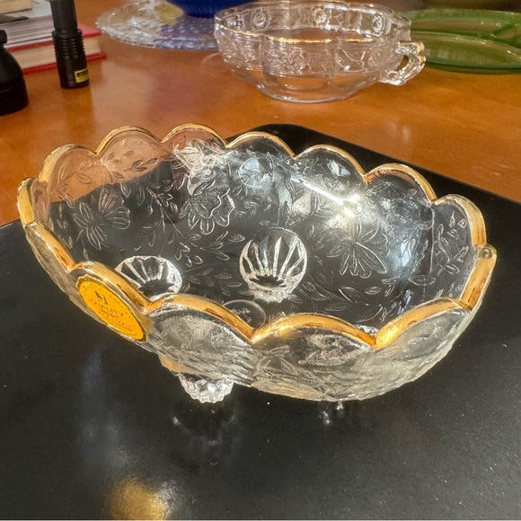 Vintage Jeanette 22kt Glass Clear Oval Bowl "Louisa" - Picture 3 of 6